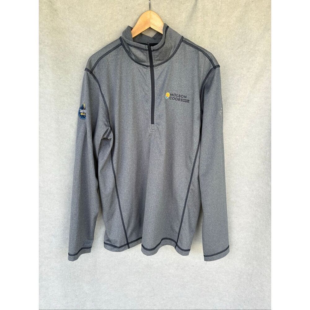The North Face 1/4Zip Pullover Men L Gray Fleece Performance Jacket Logo Outdoor